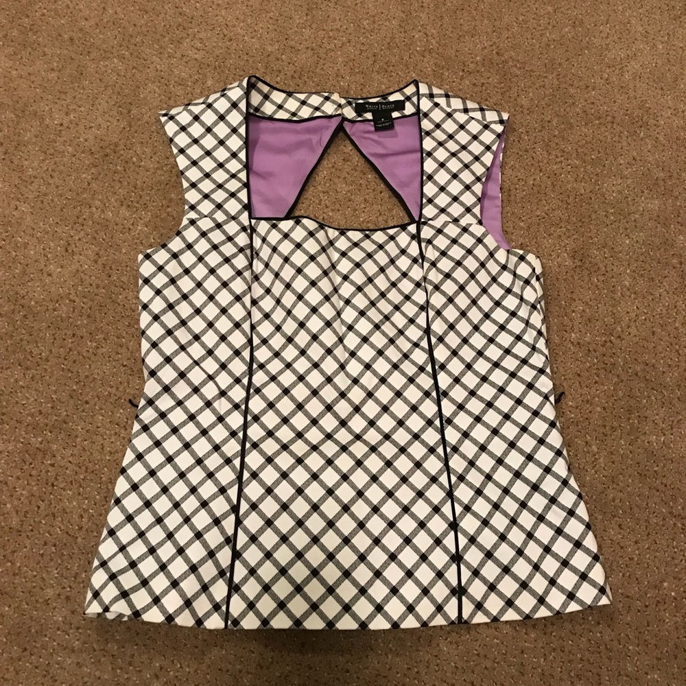 WHBM sleeveless top with open back lavender lining